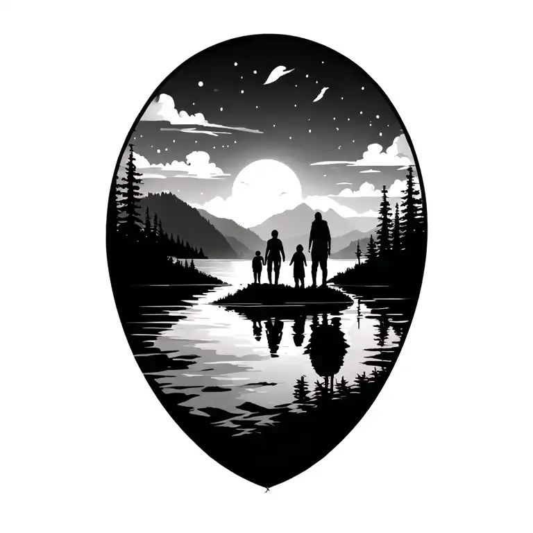 travel nature family tattoo design idea