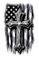 3 nails cross tattoo with American flag background  tattoo design idea