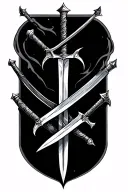 perseverance, courage, and strength three swords tattoo design idea