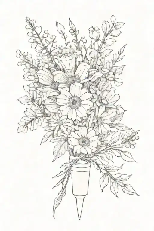 bouquet of wildflowers held together by bandaid  tattoo design idea