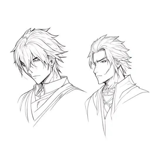 Fine line mid sized to small, something that represents Gojo from JJK, Dante from Devil May Cry and Hua Cheng  tattoo design idea