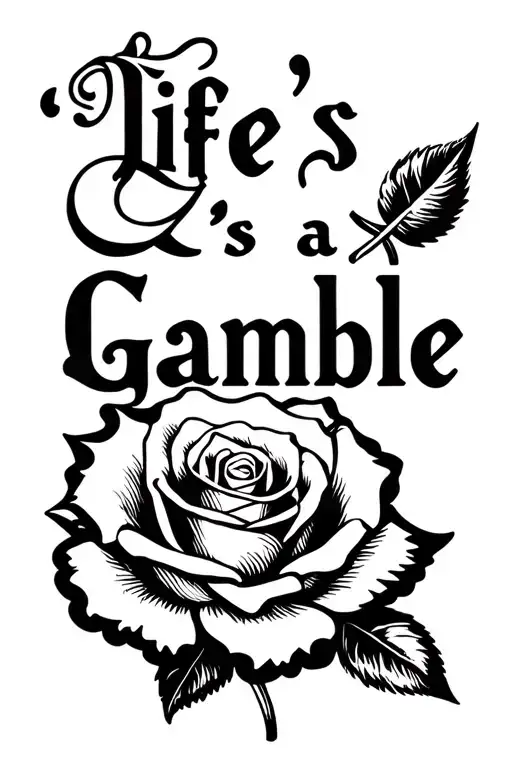 "Life's a Gamble" "Life's a Gamble" casino themed death rose tattoo stencil tattoo design idea
