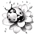 lady bug on a a jasmine blossom petals falling tattoo design idea