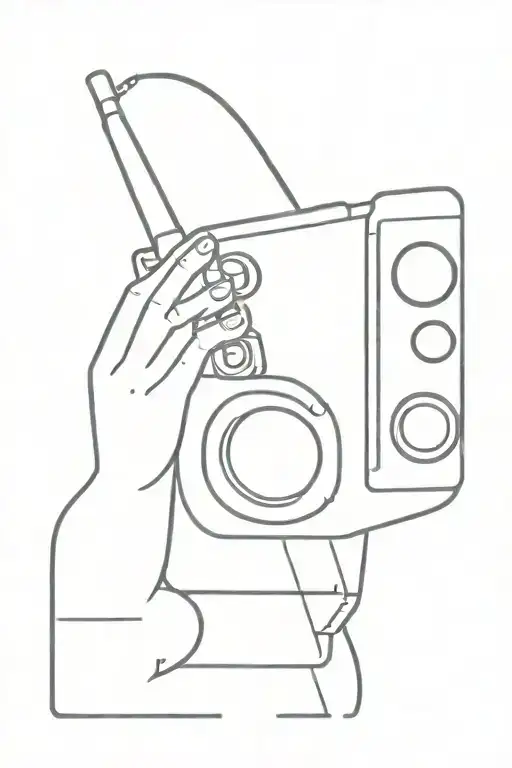 trombone and camera tattoo design idea