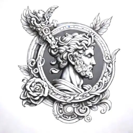 Symbols of Apollo greek god mythology tattoo design idea