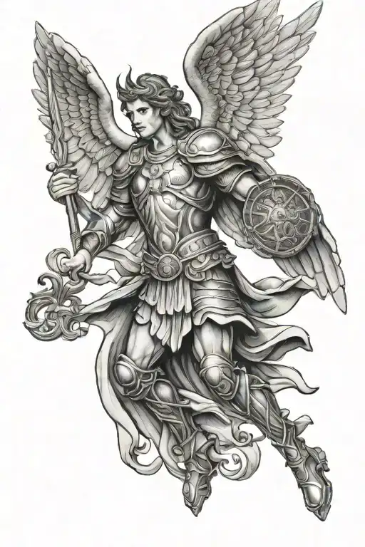 Saint Michael the Archangel tattoo design idea