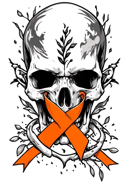 Cancer Survivor with orange cancer ribbon tattoo design idea