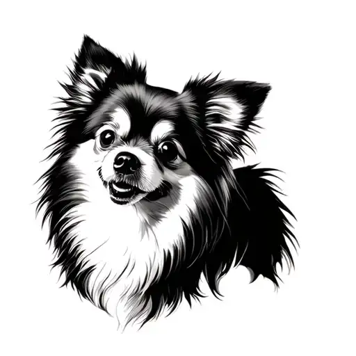 ghost dog pomeranian tattoo design idea