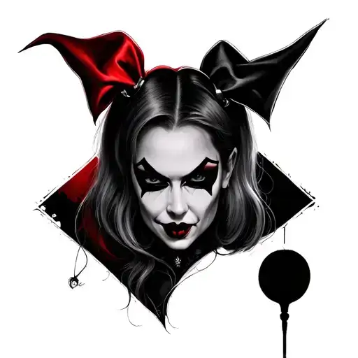 Harley Quinn Face tattoo design idea