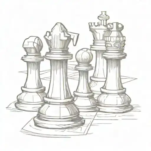 chess rook piece woodcut tattoo design idea