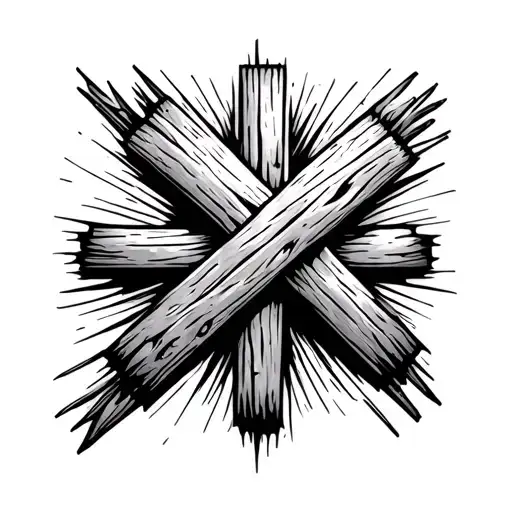 Wood Grain Cross tattoo design idea