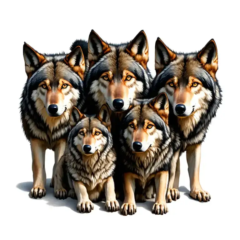 wolf pack, kids,family tattoo design idea
