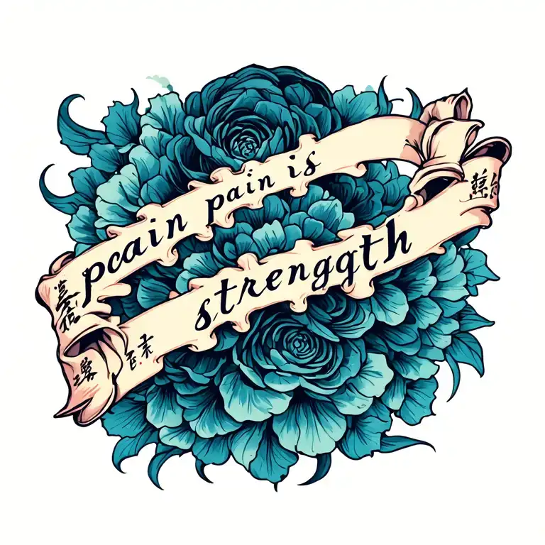 Female spinal tattoo with Korean or Chinese text that says ”pain is strength”. It should be written with small feminine  tattoo design idea