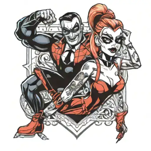 A mix of Harley Quinn and Spider Man tattoo design idea