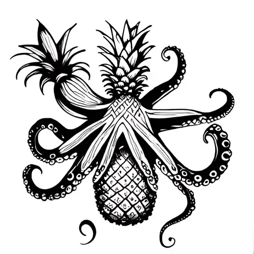 octopus and pineapple coming together tattoo design idea