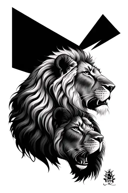 3 lions facing each tattoo design idea