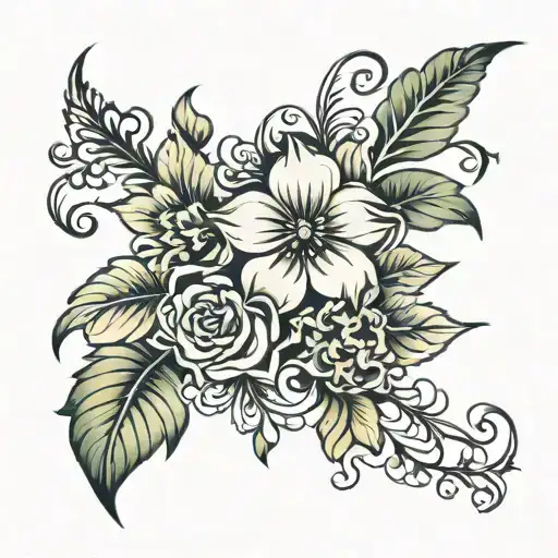 flower with the stem ending in Shelby  tattoo design idea