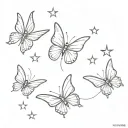 3 butterflies with stars tattoo design idea
