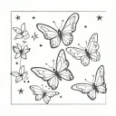 3 butterflies with stars tattoo design idea
