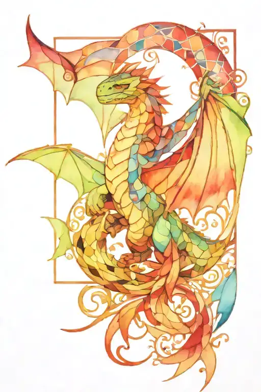 how to train your dragon stained glass filled rainbow tattoo design idea