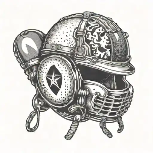 A military helmet with boxing gloves crossed behind it, symbolizing the client's dedication to both their occupation and passion for boxing tattoo design idea