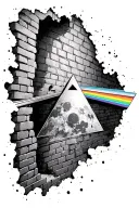 pink floyd, prism, dark side of the moon, the brick wall with hole in it tattoo design idea