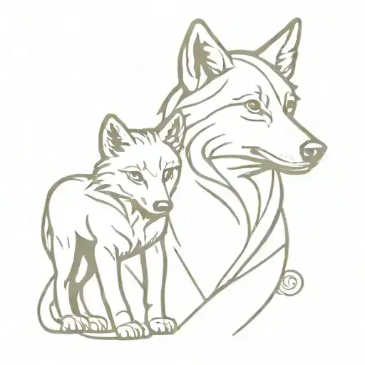 she-wolf with a wolf cub tattoo design idea