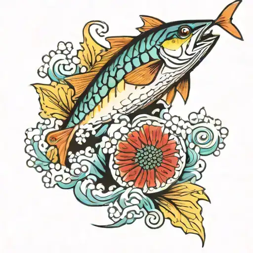 tuna fish sushi roll tattoo design idea