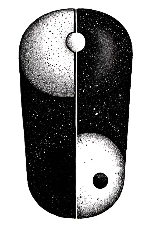 * Shape: Classic circular yin‑yang silhouette, split cleanly down the middle.* Size: Adjustable – small (≈3 cm) for a d tattoo design idea