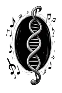 dna strand with music note inside tattoo design idea