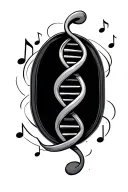 dna strand with music note inside tattoo design idea