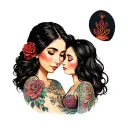 mother with 2 daughters  tattoo design idea