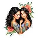 mother with 2 daughters  tattoo design idea