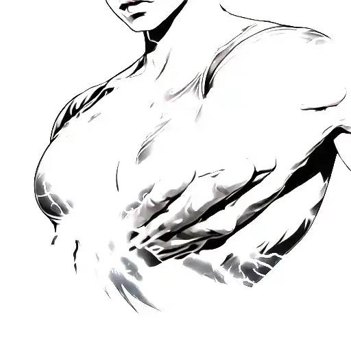 lightning stretches after the arm of the shoulder until the breast cage tattoo design idea