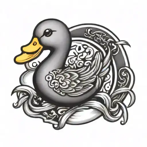 Simplistic Heraldic sigil of a rubber ducky tattoo design idea