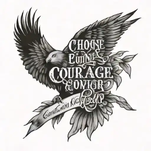 escreve uma frase (Choose courage over comfort) tattoo design idea