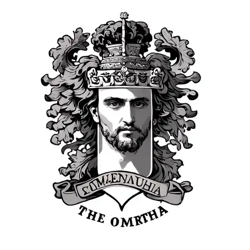 Sicilian crest flag  with midusa head and the word omertha on man's chest  tattoo design idea