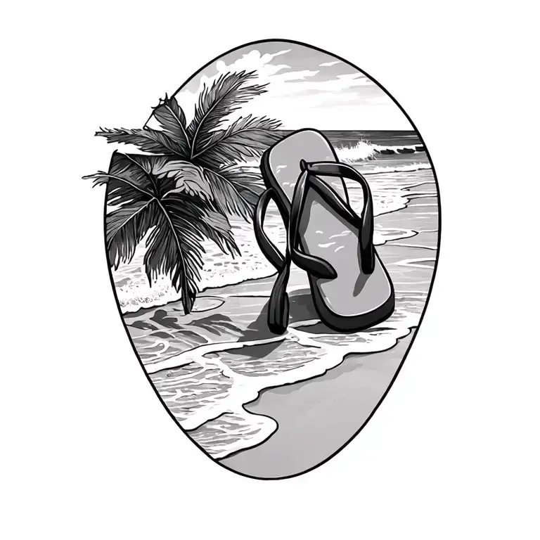 flip flops on the beach tattoo design idea