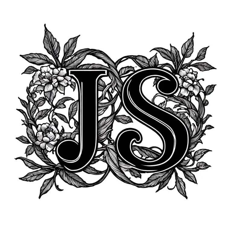 "J S" vine intertwined tattoo design idea