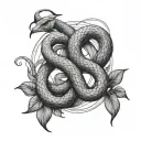 conceptual tattoo with Gemini zodiac sign and snake tattoo design idea