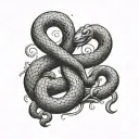 conceptual tattoo with Gemini zodiac sign and snake tattoo design idea