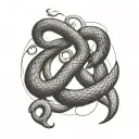 conceptual tattoo with Gemini zodiac sign and snake tattoo design idea