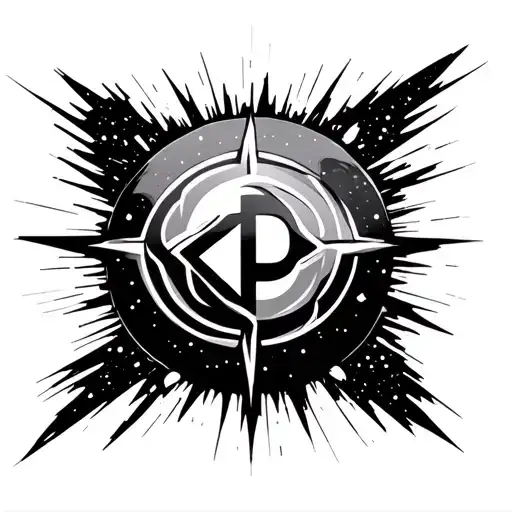 XRP symbol blasting off in the far reaches of the universe tattoo design idea