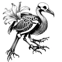 white lillys coiling around dodo bird skeleton tattoo design idea