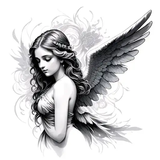 Feminine Angel tattoo design idea