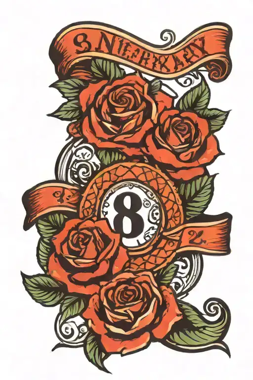 8/7/22 anniversary date tattoo design idea