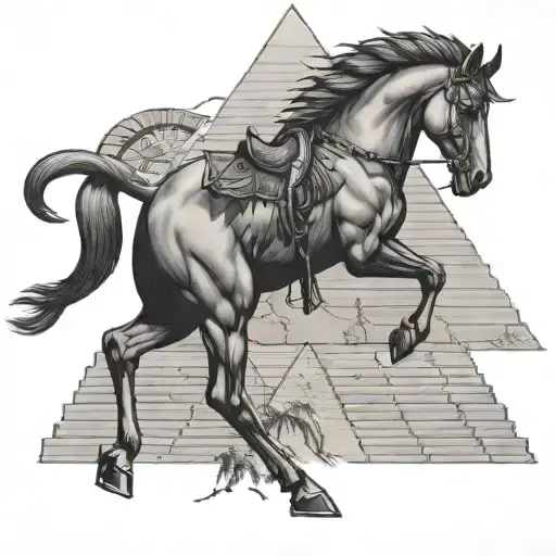 Centaur with claw and scorpion tail against the background of an Egyptian pyramid tattoo design idea