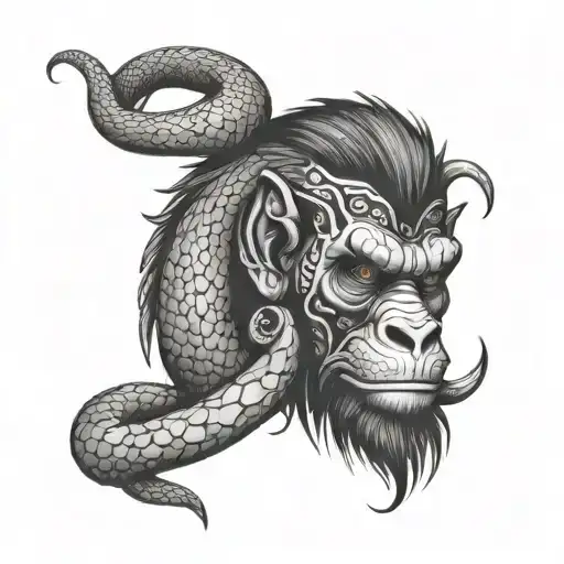 snake wrapping around a monkey's face &nbsp;tattoos tattoo design idea