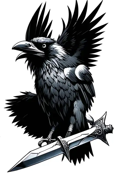 raven viking daggers tattoo design idea