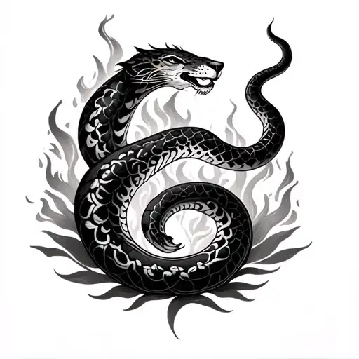 jaguar snake ayahuasca fire transformation tattoo design idea